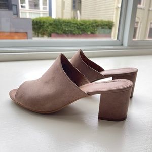 Suede Peep Toe Mule